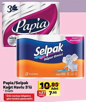 Papia Selpak Kağıt Havlu 3 lü 3 Katlı İndirimde Market