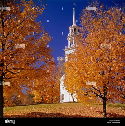 Fall color at Town Hall at Strafford Vermont USA Stock Photo - Alamy