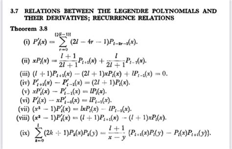 Solved TO 3.7 RELATIONS BETWEEN THE LEGENDRE POLYNOMIALS AND | Chegg.com