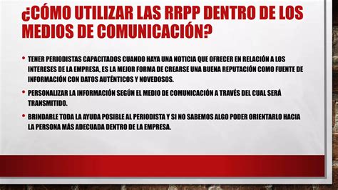 Las RRPP en los medios de Comunicación PPT