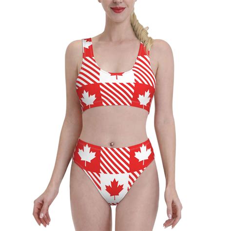 Haiem Maple Leaves Women S High Waisted Bikini Set Two Piece Bathing