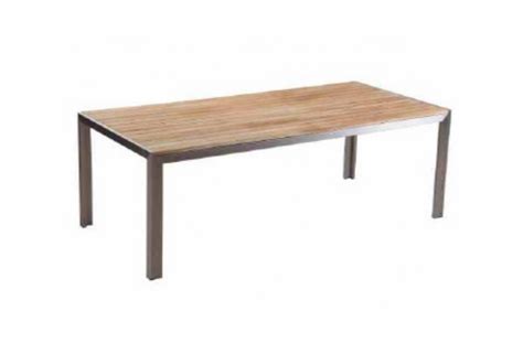 Teak Slatted Dining Rectangular Table With Sus Frame Cm Tb