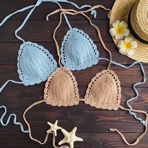 Crochet Bikini Top Pattern On English Crochet Triangle Bralette Pattern For Cup Size AA DD