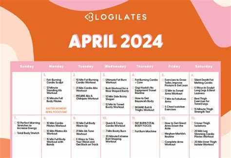 April 2024 Workout Calendar Archives Blogilates