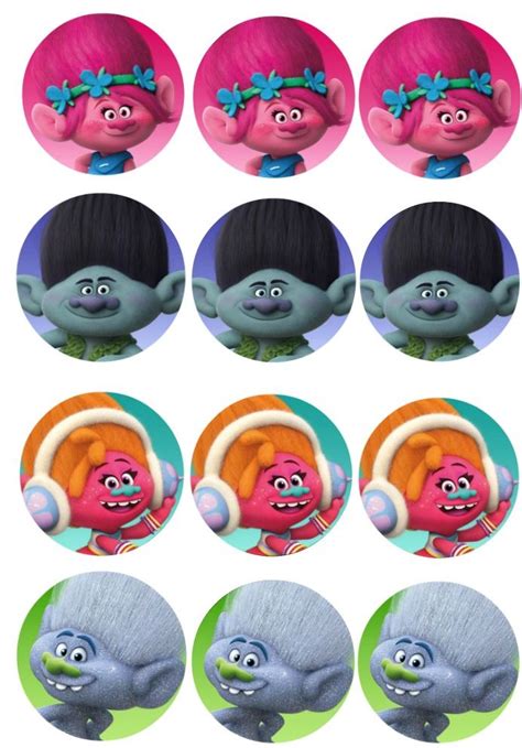 Trolls Movie Cupcake Toppers Troll Cupcakes Trolls Birthday Party