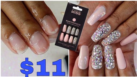 I Tried An 11 Kiss Luxe Mani Press On Nails Kit From Walgreens Youtube Spring Acrylic