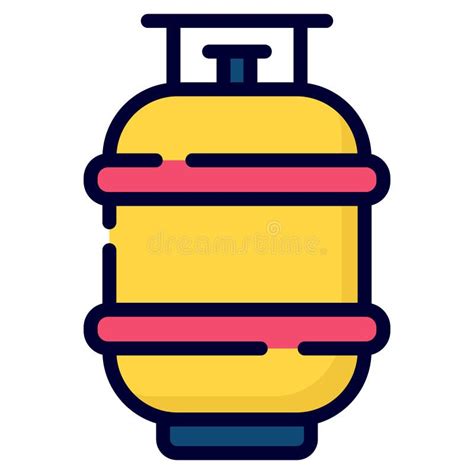 Gas Cylinder Vector Icon Colored Outline Style For Web And Mobile