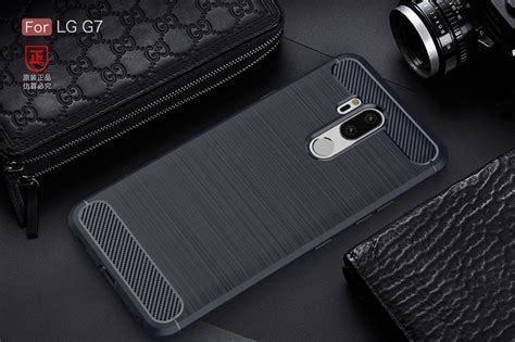 Para Lg Casos De Caso Capa De Silicone Macio Para Lg G7 G7 Fibra De Carbono Tpu Tampa Do