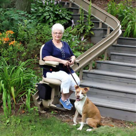 Bruno Outdoor Curved Stairlift Best Price Service Orange Badge