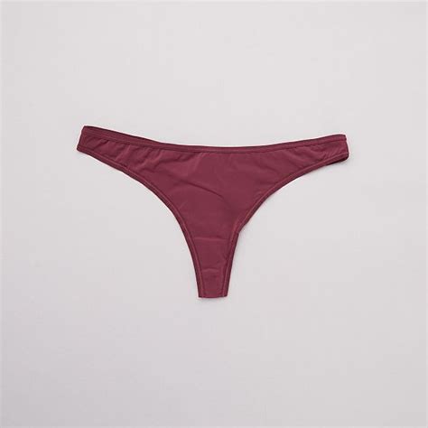 Lot De 3 Strings En Microfibre Lingerie Du S Au Xxl Noir Bordeaux