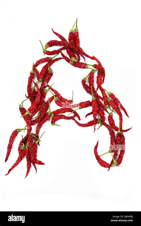 A Alphabet From Hot Chili Isolated On White Background Stock Photo Alamy