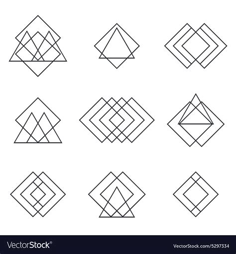 Set Of Geometric Shapes Triangles Lines For Your Vector Image