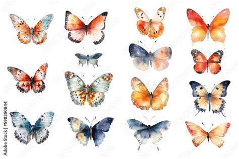 Watercolor butterflies PNG Clip Art. Stock Illustration | Adobe Stock