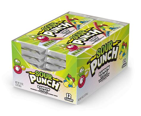 Sour Punch Straws Rainbow 4 5oz Tray 12ct Caddy