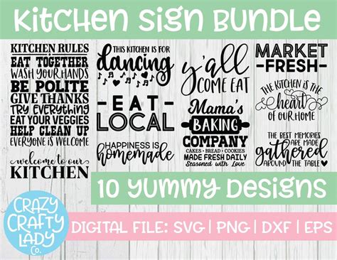 Kitchen Sign SVG Bundle, Rustic Cut File, Modern Farmhouse Saying, Wood ...