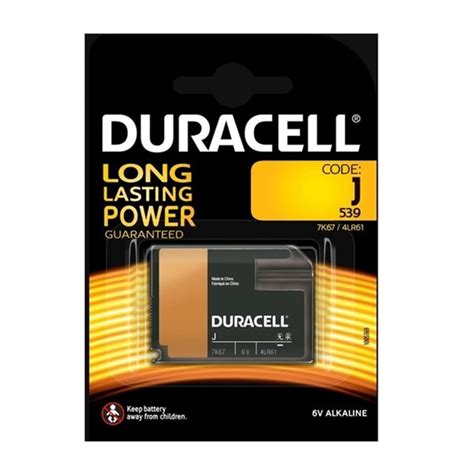 PILHA ALCALINA DURACELL J 539 4LR61 1412AP 7K67 6 0V