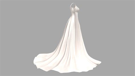 3d Model A Line Deep V Neck Corset Back Satin Ruched Wedding Dress Vr