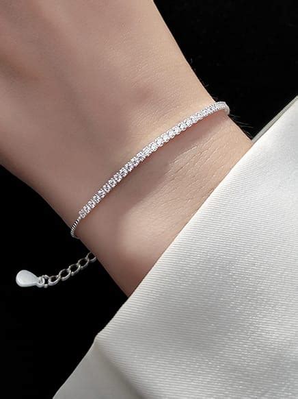 Sterling Silver Cubic Zirconia Geometric Minimalist Link Bracelet