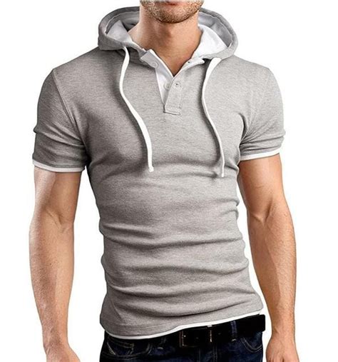 2018 Casual Mens Hooded Collar Sling T Shirt Shirts Mens Casual