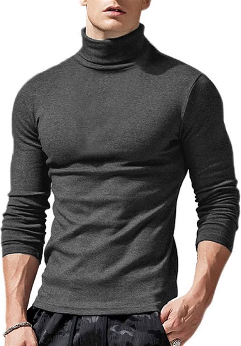 Herren Rollkragen T Shirt Slim Fit Solid Color Rollkragen Fr Hling