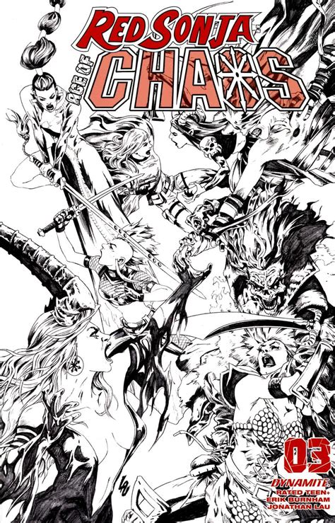 Red Sonja Age Of Chaos 3 Cover R Incentive Jonathan Lau Black White