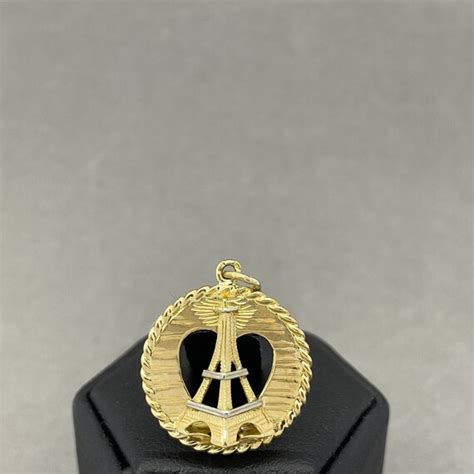 French 18K Eiffel Tower Pendant 18K Gold Eiffel Tower Gem