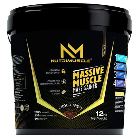 Nutrimuscle Massive Muscle Mass Gainer 12 Lbs 544 Kgs Choco Treat Chocolate Flavour For