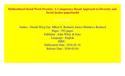 Multicultural Social Work Practice A Competency Based Approach To