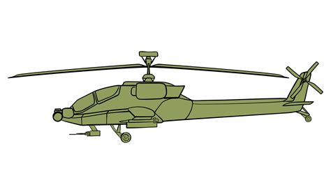 Military helicopter outline. Doodle side view. Colorful vector ...