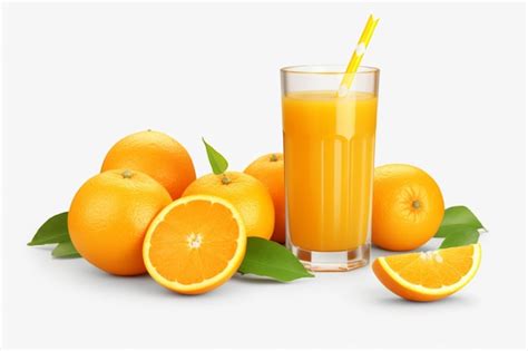 Premium Photo Fresh Orange Juice With Fruits On A Transparent