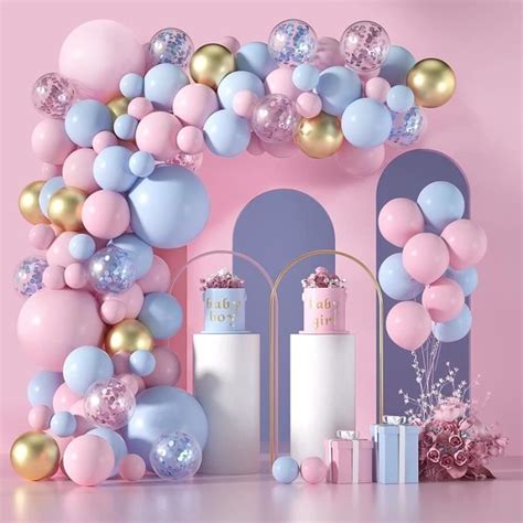 Kit d arche de ballons bleue rose Guirlande Ballon Macaron 114 Pièces