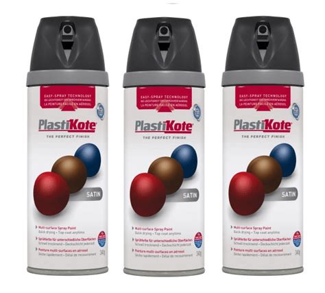 Plastikote Satin Black Spray Paint 400ml