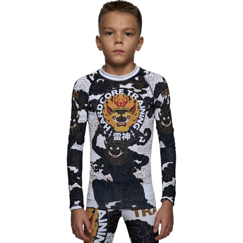 Детский рашгард Hardcore Training Raijin Black White LS купить в Москве