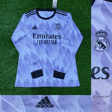 Jual Jersey Longsleeve Real Madrid Away Ungu 2022 2023 Baju Sepak Bola