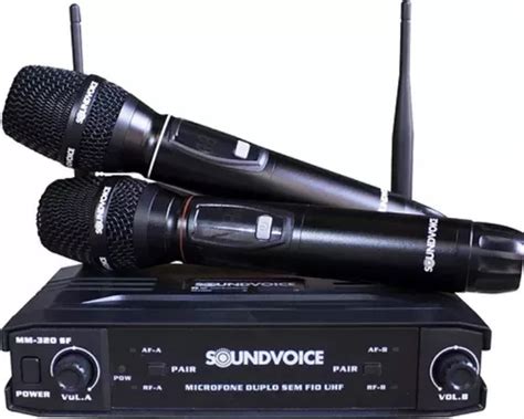 Microfone Duplo Sem Fio Uhf Soundvoice Mm Recarregavel Frete Gr Tis