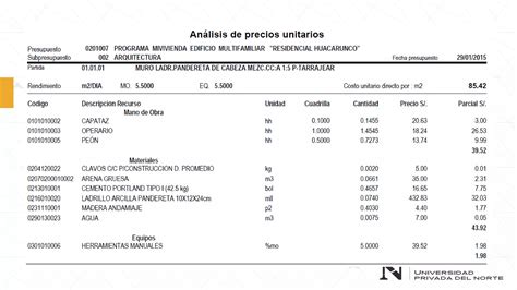 An Lisis De Precios Unitarios Ppt