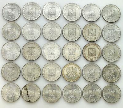 PRL Zestaw srebrnych monet 200 złotych 30 szt