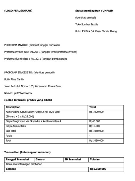 Apa Itu Proforma Invoice Dan Contohnya Pintu Blog