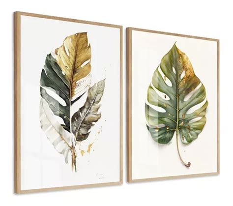 Quadros Decorativos Folhas Costela De Adão Verde Vidro