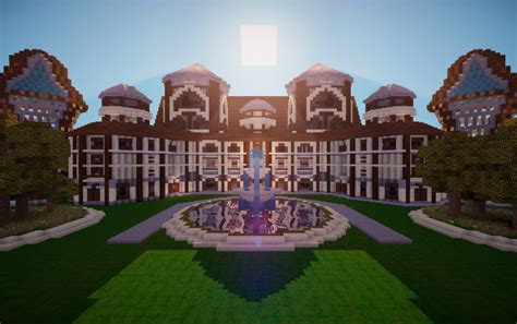 Minecraft Schematics House A Large Building With A Fountain