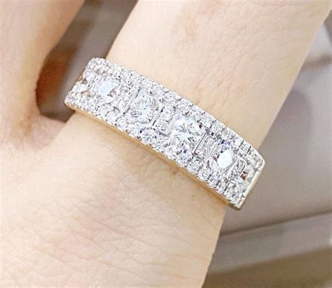 Moissanite Wedding Band Silver Half Eternity Wedding Bands Women