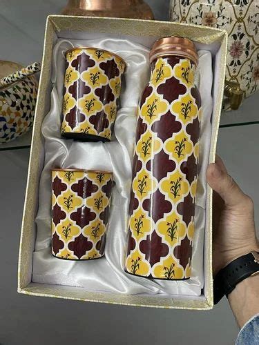 Printed Copper Water Bottle With 2 Glass Set At Rs 770 Set In Moradabad