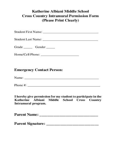 Fillable Online INTRAMURAL PERMISSION SLIP FORM Fax Email Print PdfFiller