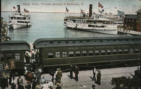 Cedar Point Tourists Arriving At Sandusky O Ohio Postcard