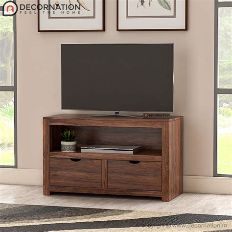 Greta Solid Wood Storage Tv Table Dark Brown Decornation