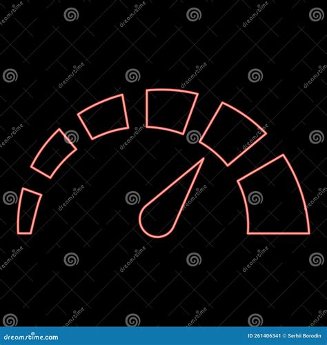 Neon Speedometer Red Color Vector Illustration Image Flat Style Stock