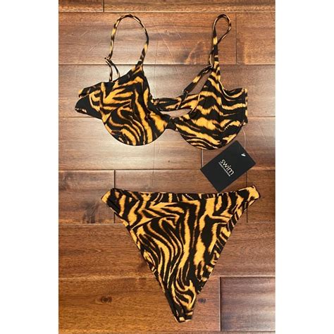 Nwt Naked Wardrobe Tiger Print Piece Bikini Depop