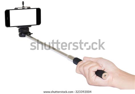 Hand Holding Phone Selfie Stick Isolated Stock Photo 323392004 | Shutterstock