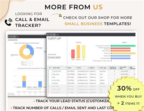 Excel Client Tracker Small Business Template Crm Dashboard Etsy