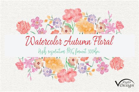 Watercolor Autumn Floral Frame Clipart Graphic By Rightdesign